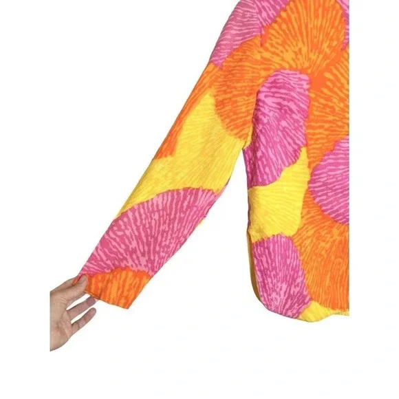 Vintage Joy Stevens Top Blouse 1960s Groovy Gogo Mod Flower Power Button Back - Picture 5 of 15